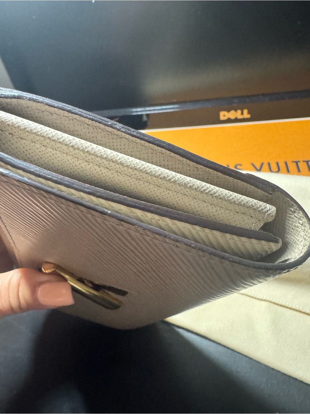 Louis Vuitton Cream Epi Leather V Flap Wallet with Gold V Hardware - Picture 3 of 6
